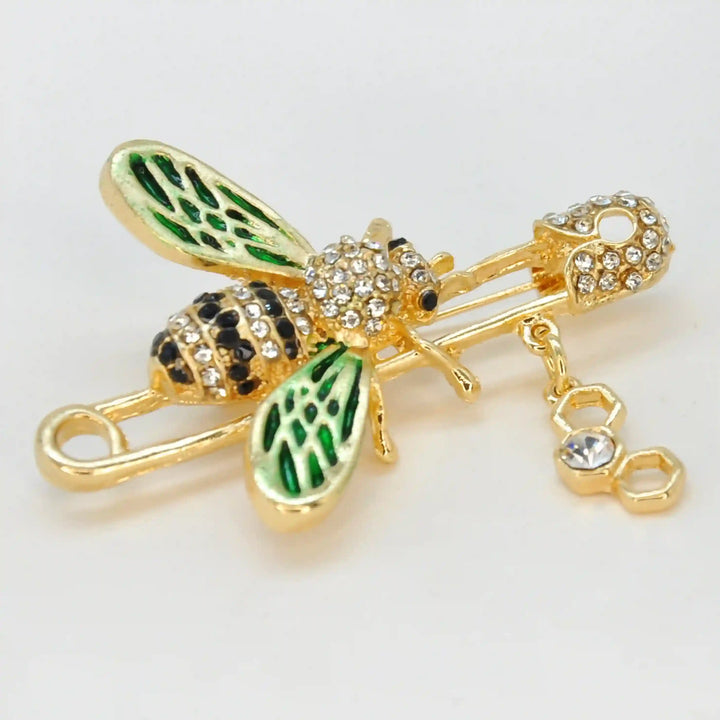 Encrusted Bee Safety Brooch Pin
