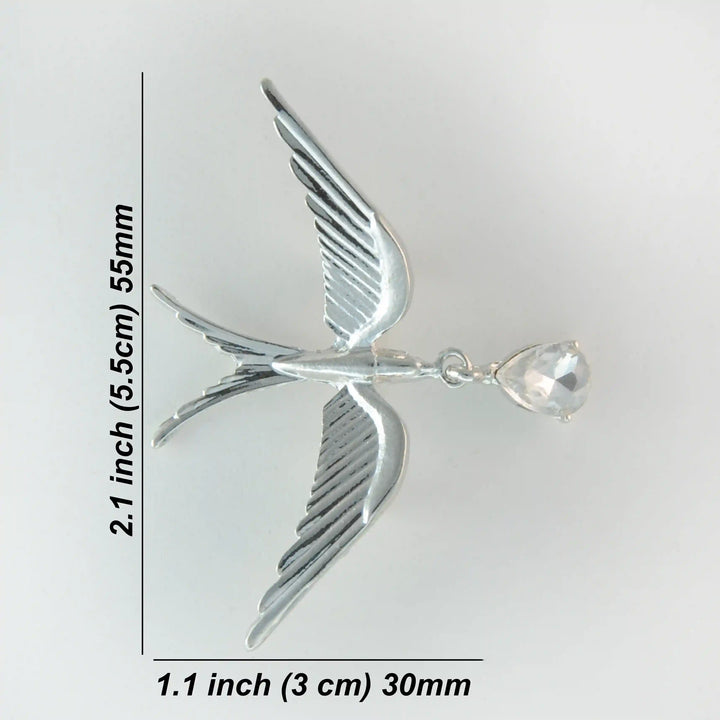 Silver Swallow Brooch Pin