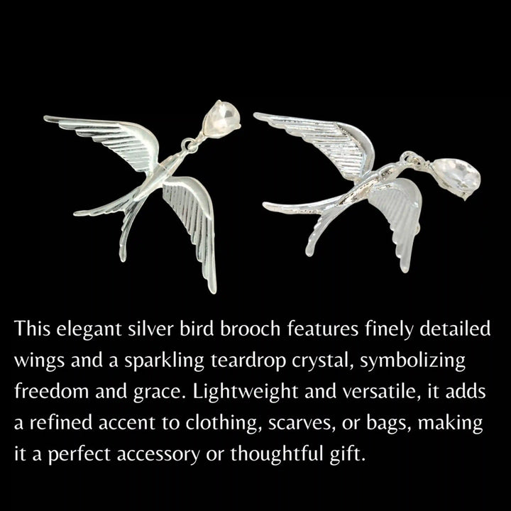 Silver Swallow Brooch Pin