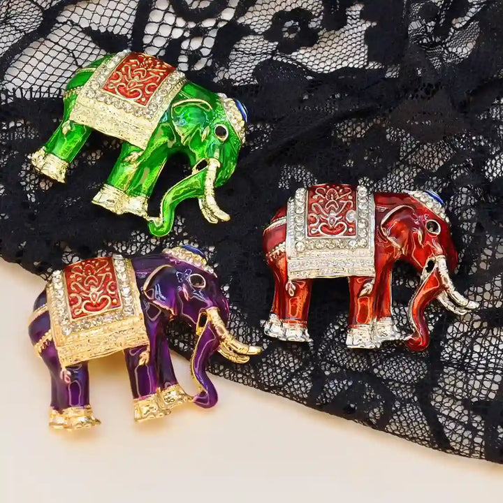 Enamel Elegant Elephant Brooch Pin