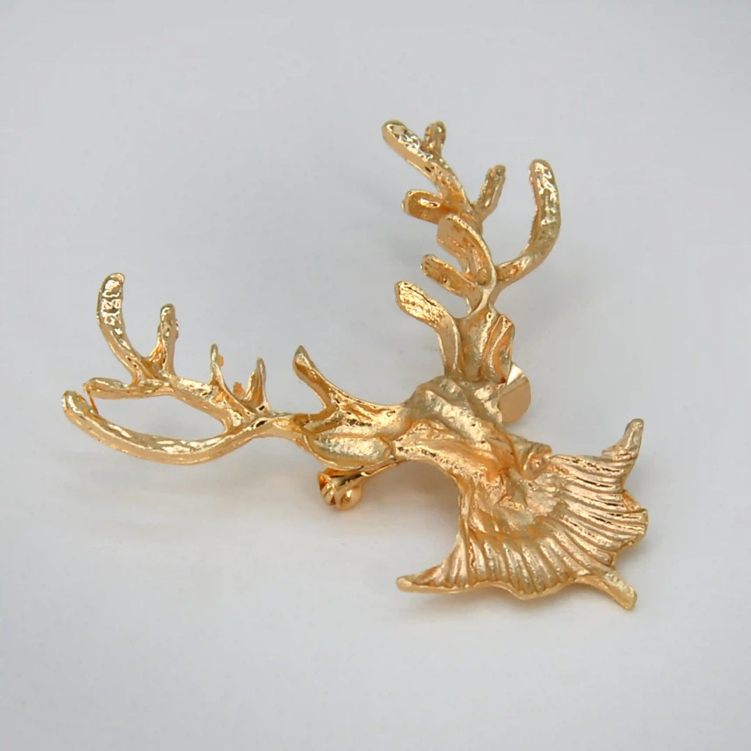 Metal Stag Head Brooch