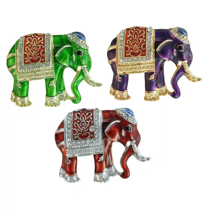 Enamel Elegant Elephant Brooch Pin