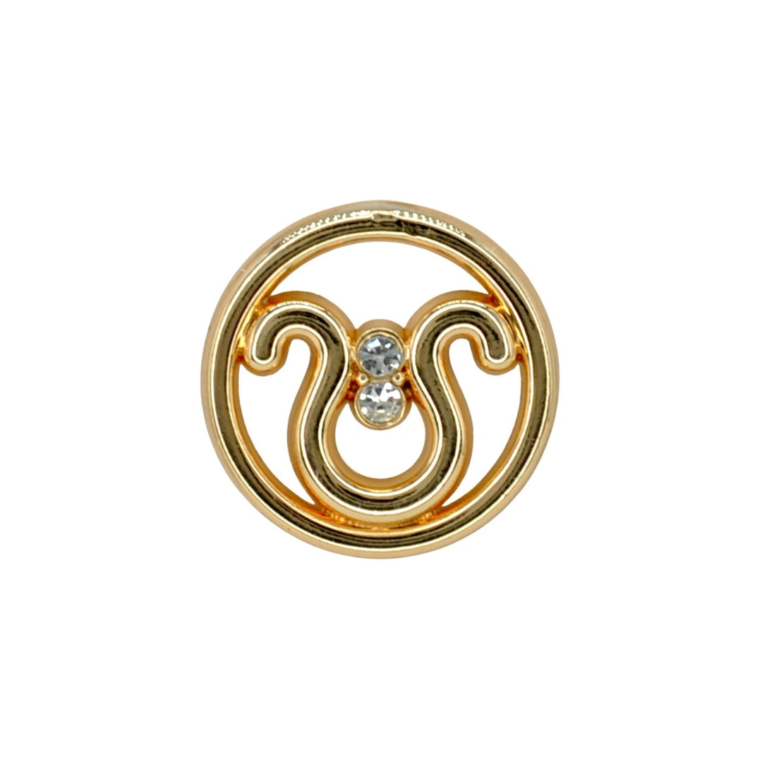 Dual Curve Crystal Round Metal Button | 15mm(24L) & 20mm(32L)