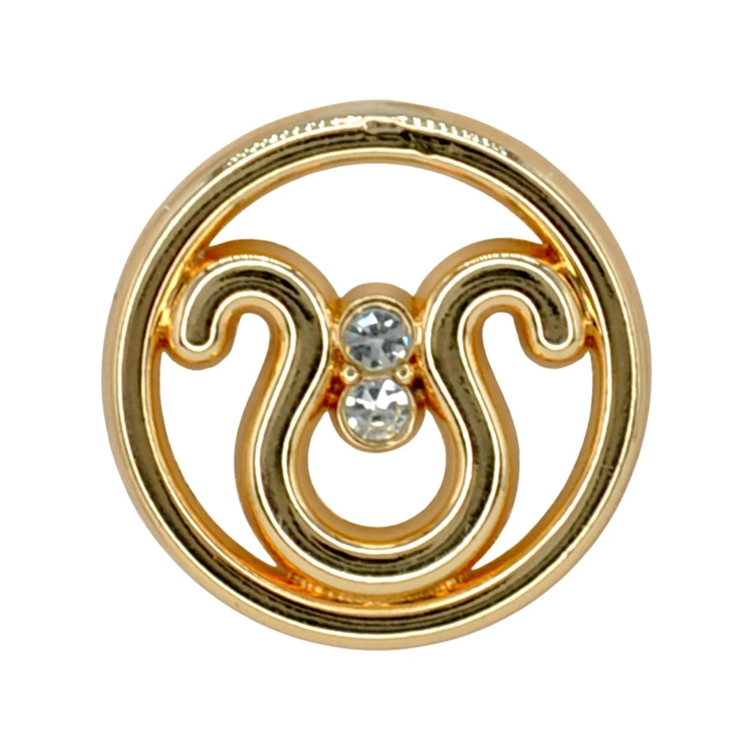 Dual Curve Crystal Round Metal Button | 15mm(24L) & 20mm(32L)