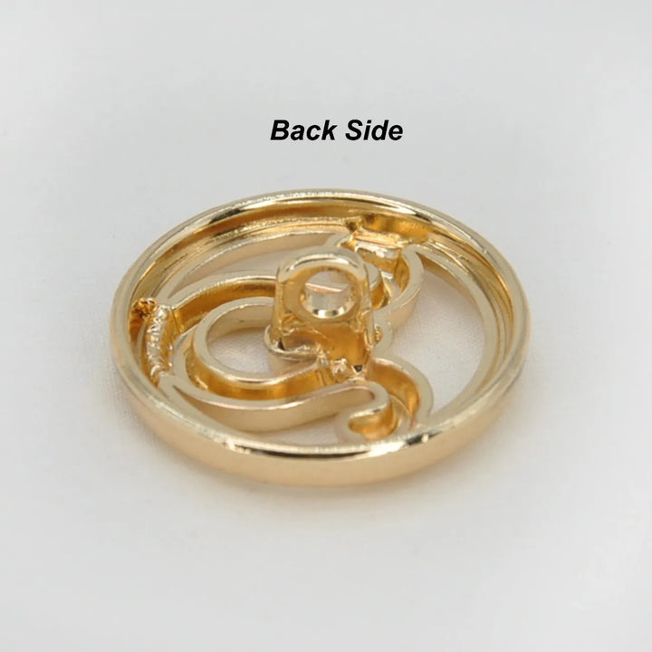 Dual Curve Crystal Round Metal Button | 15mm(24L) & 20mm(32L)