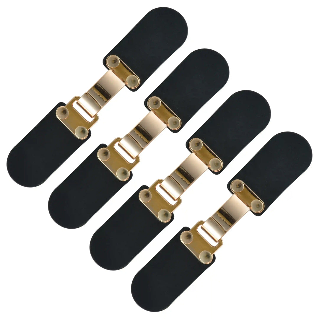 Black PU Snap Belt Buckle With Shiny Gold