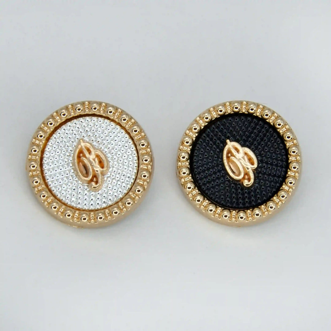 Letter B Designer Buttons with Textured Enamel Center | 23mm & 18mm