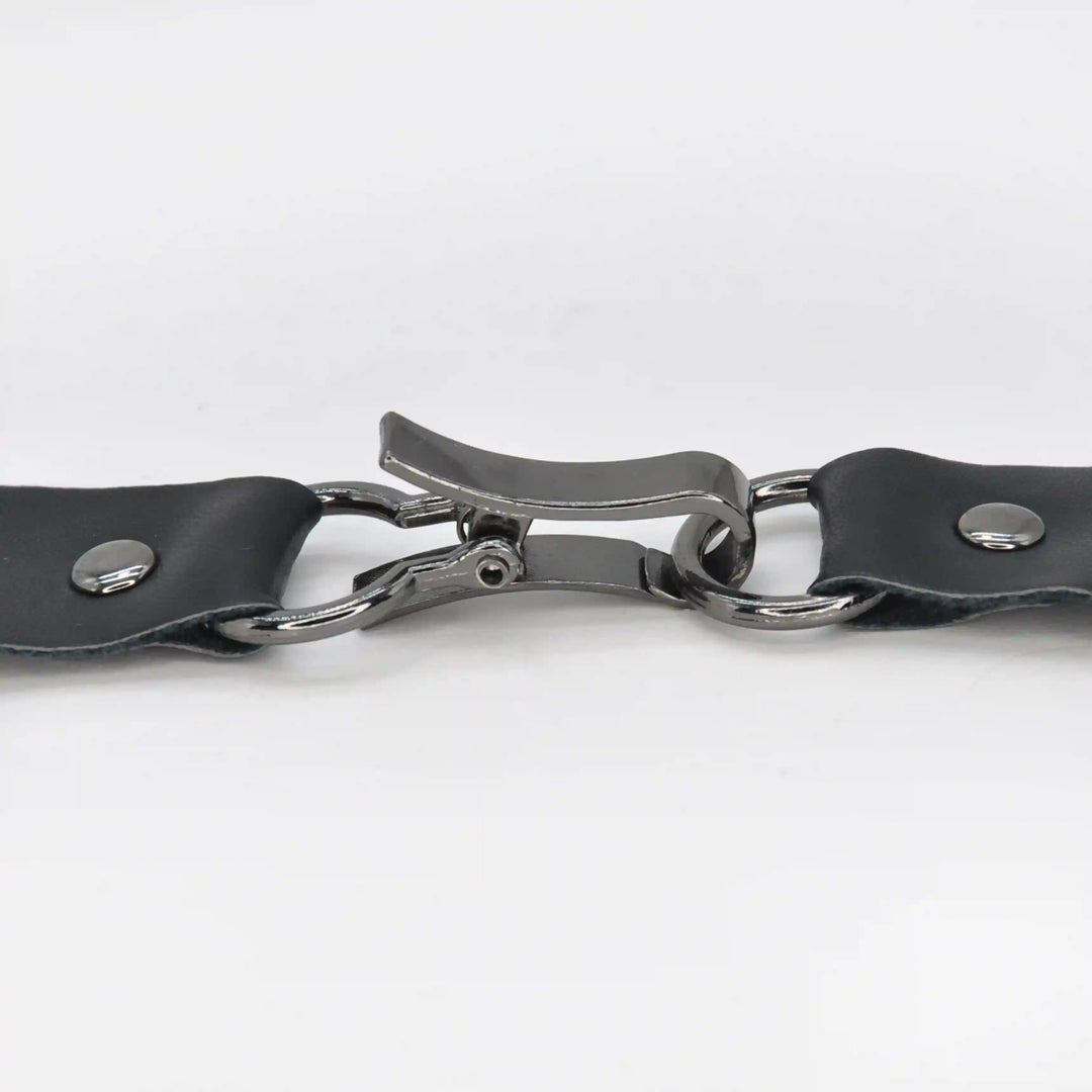 Black PU Snap Belt Buckle With Black Nickle