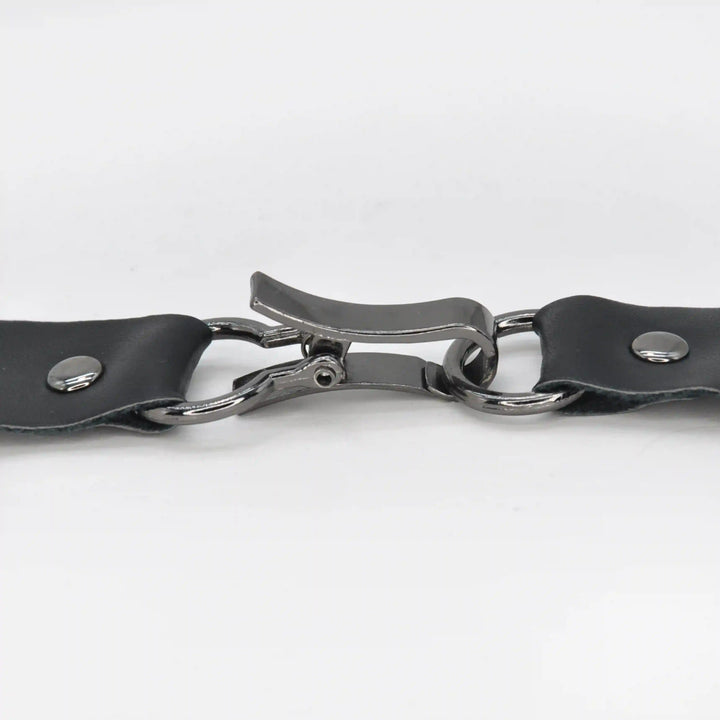 Black PU Snap Belt Buckle With Black Nickle