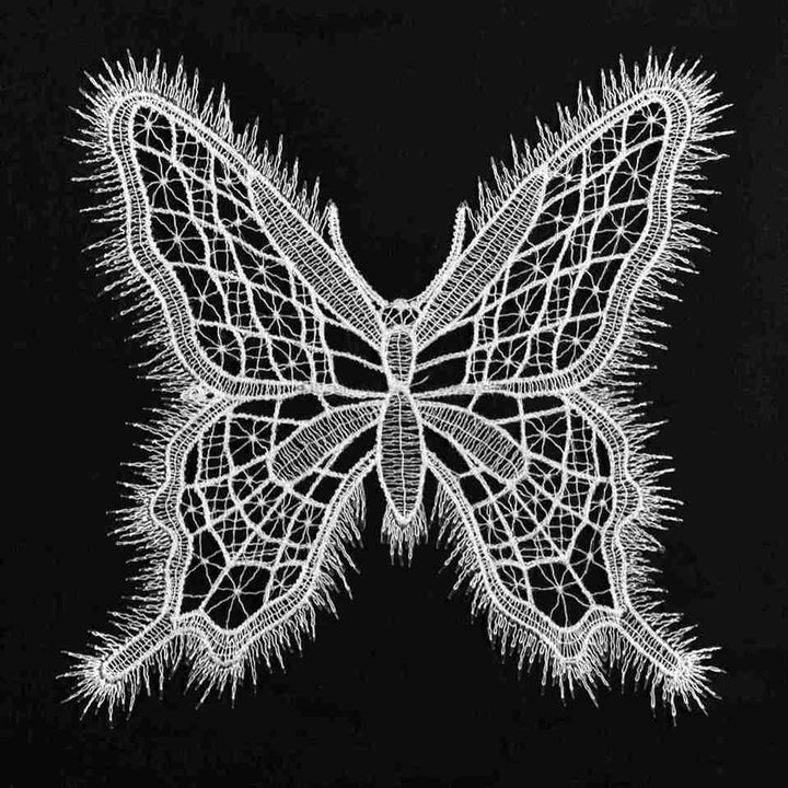 White Fringed Butterfly Sew Patch | Set Of 2