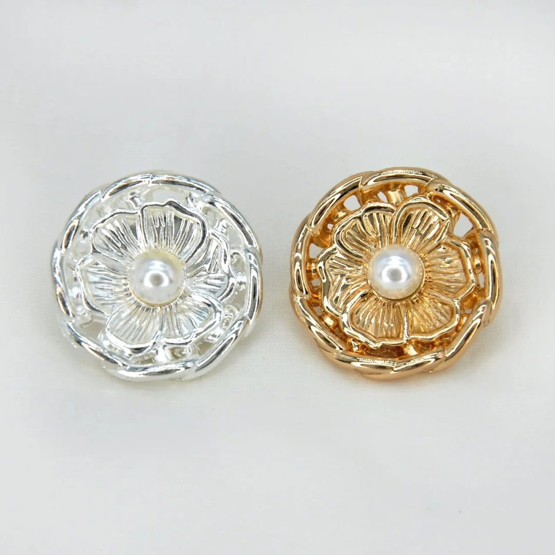 Vintage Blossom Pearl Metal Button | 18mm (28L) & 23mm (36L)