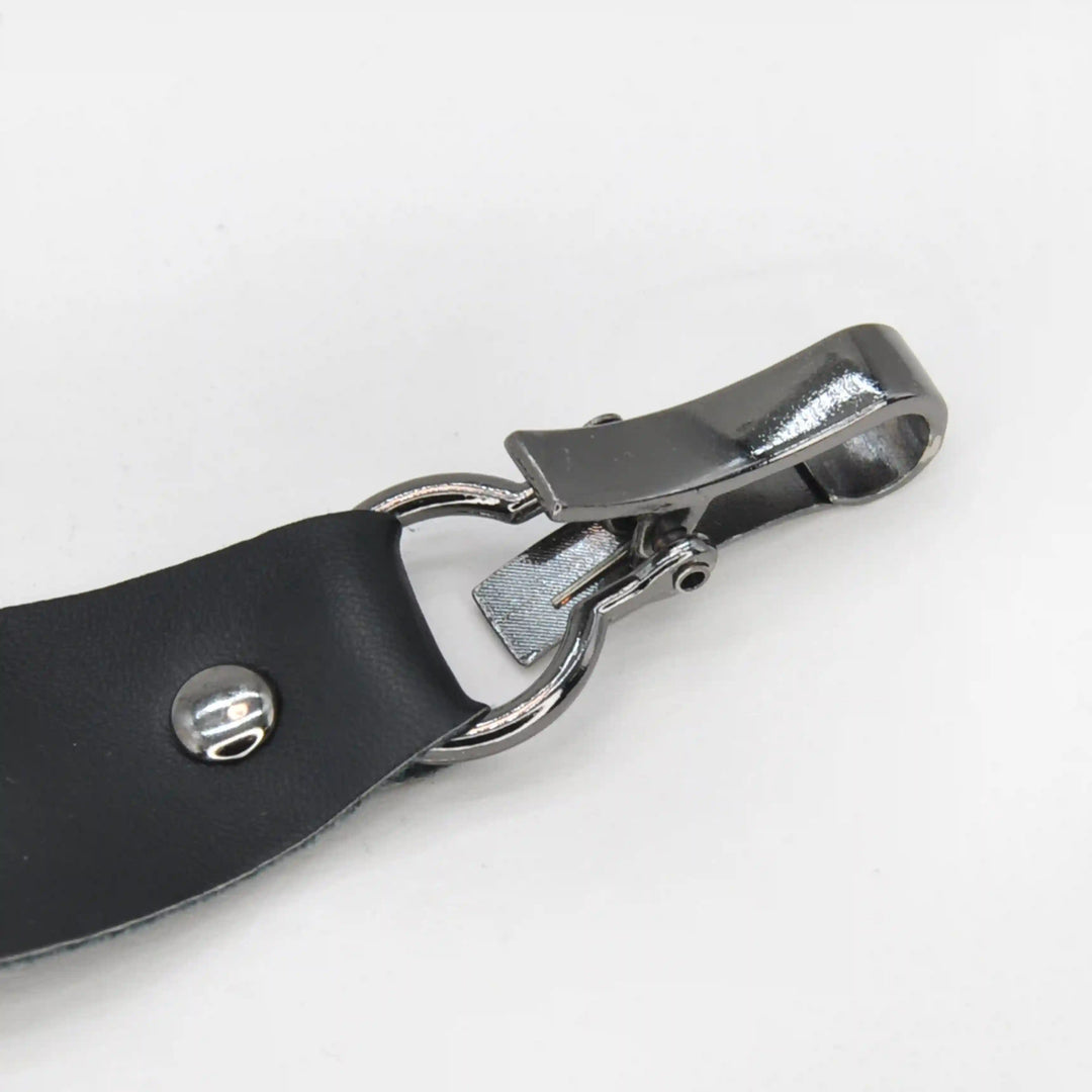 Black PU Snap Belt Buckle With Black Nickle
