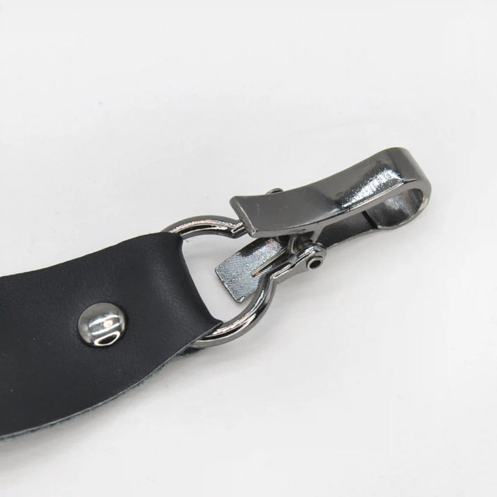 Black PU Snap Belt Buckle With Black Nickle