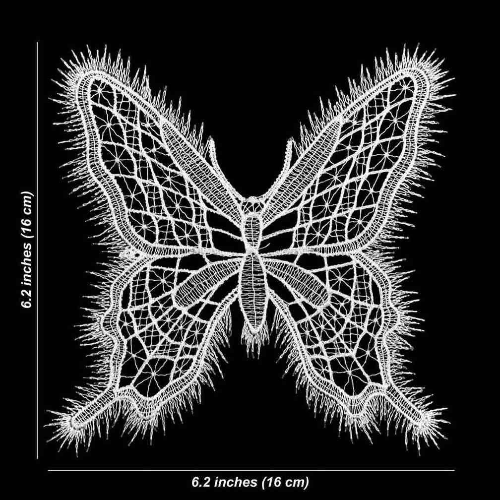 White Fringed Butterfly Sew Patch | Set Of 2