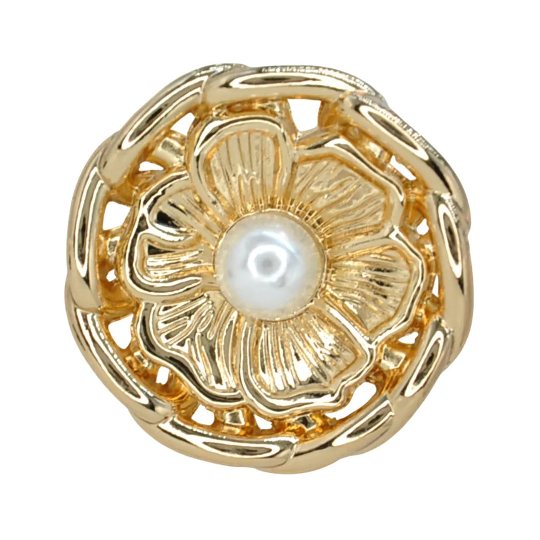 Vintage Blossom Pearl Metal Button | 18mm (28L) & 23mm (36L)