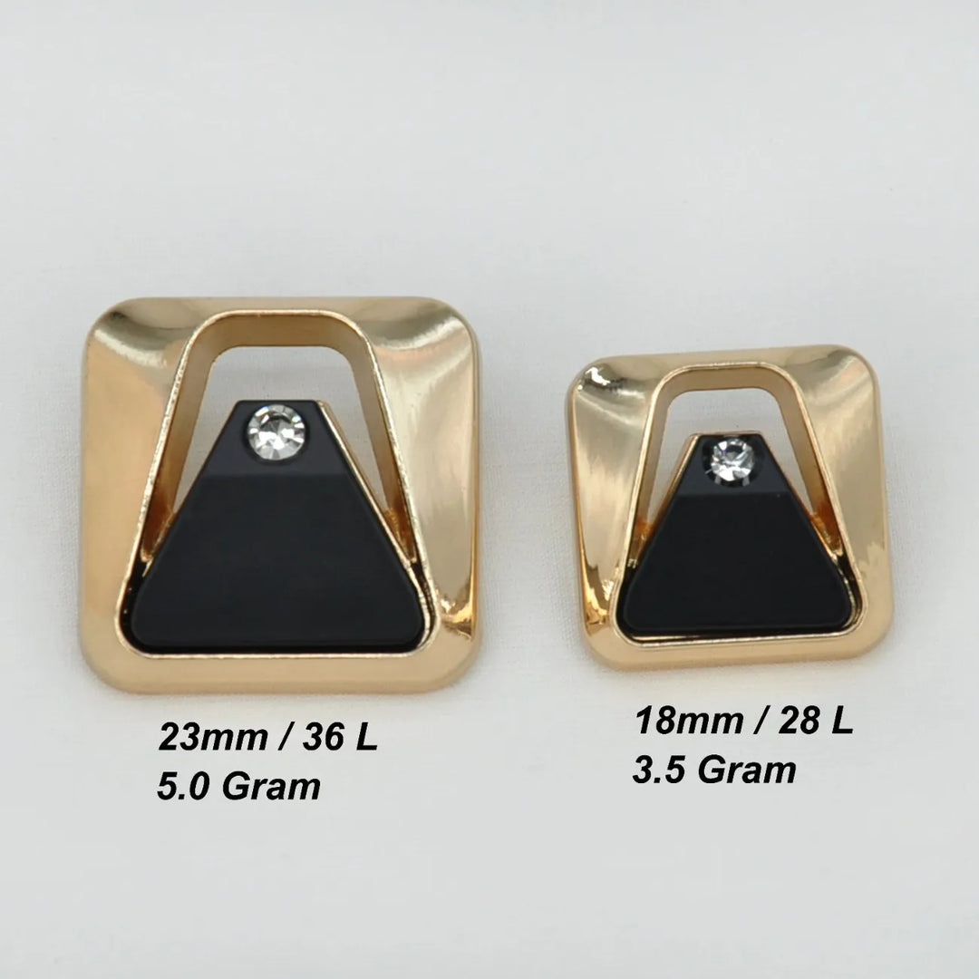 Crystal Apex Square Metal Button | 18mm (28L) & 23mm (36L)