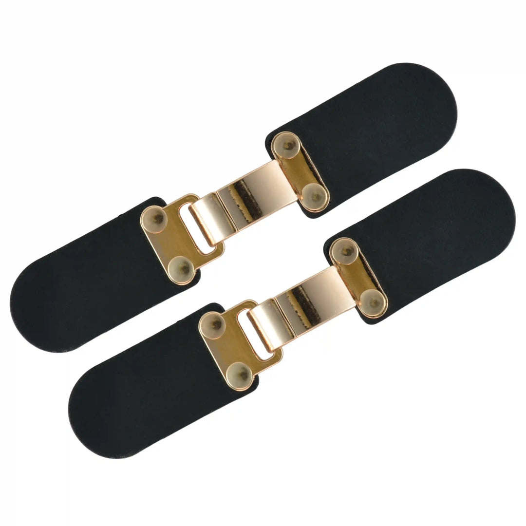 Black PU Snap Belt Buckle With Shiny Gold