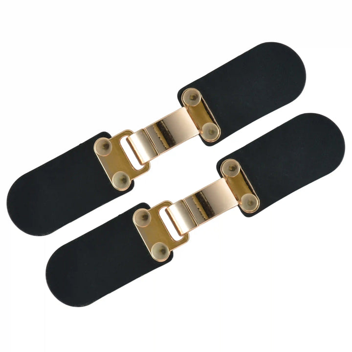 Black PU Snap Belt Buckle With Shiny Gold