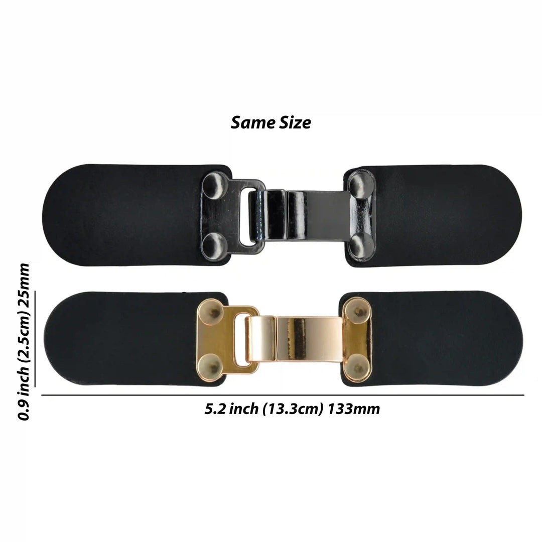 Black PU Snap Belt Buckle With Shiny Gold