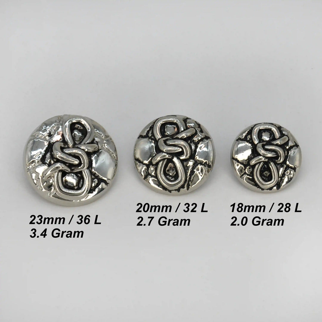 Rope Knot Style Metal Button | 18mm(28L), 20mm(32L) & 23mm(36L)