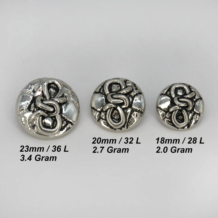 Rope Knot Style Metal Button | 18mm(28L), 20mm(32L) & 23mm(36L)