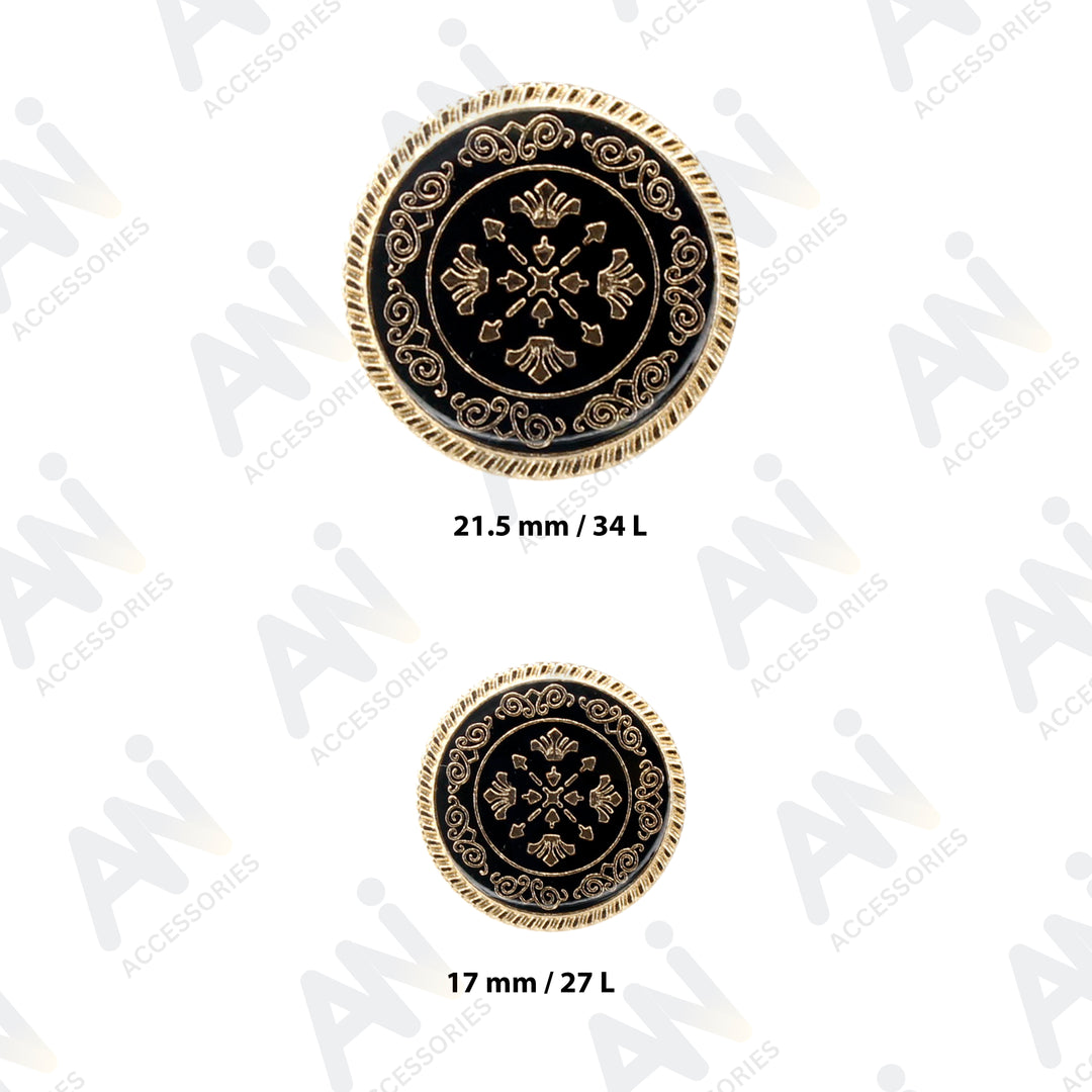 Ornate Metal Buttons with Floral Motif