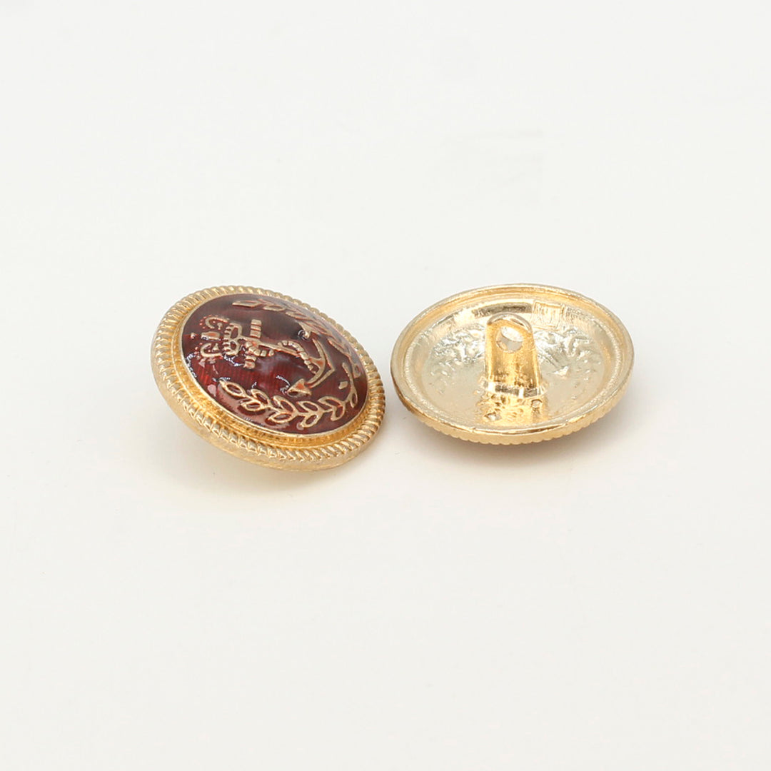 Shimmering Metal Gold and Red color Metal Buttons (6 Big + 6 Small)