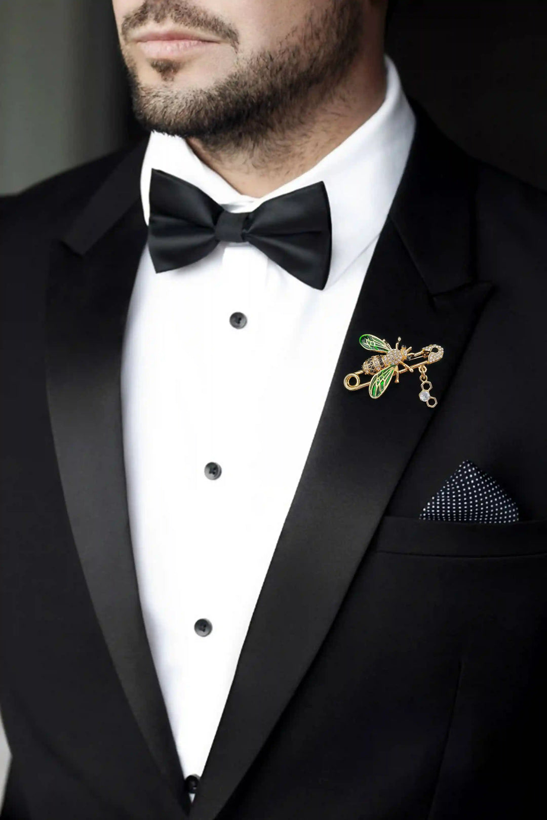 Encrusted Bee Safety Brooch Pin