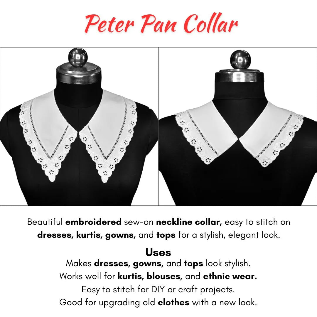 Decorative Pilgrim Flower Peter Pan collar featuring intricate floral embroidery and soft silhouette