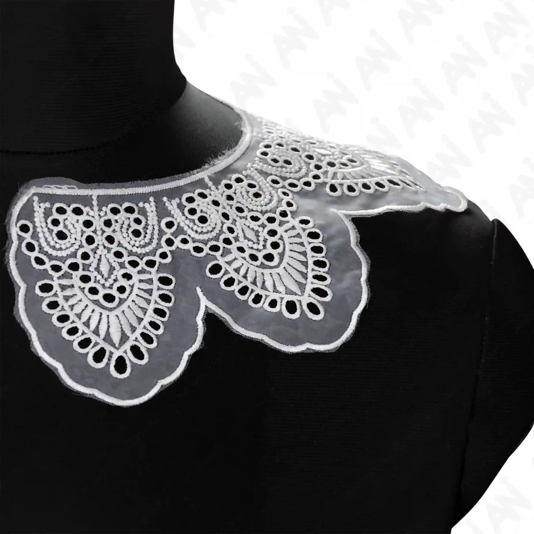 Decorative Venetian lace collar applique with fine embroidery for gown, blouse and ethnic wear use