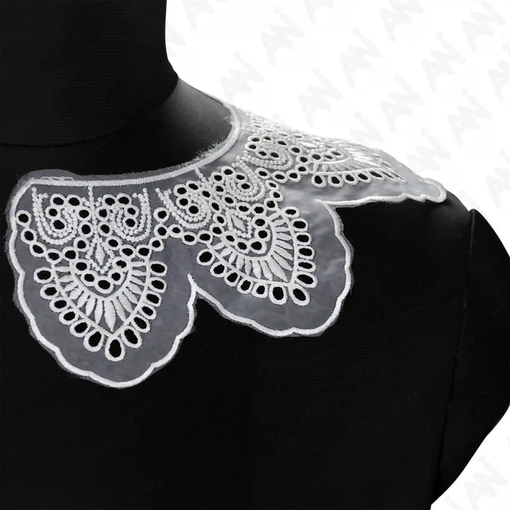 Decorative Venetian lace collar applique with fine embroidery for gown, blouse and ethnic wear use