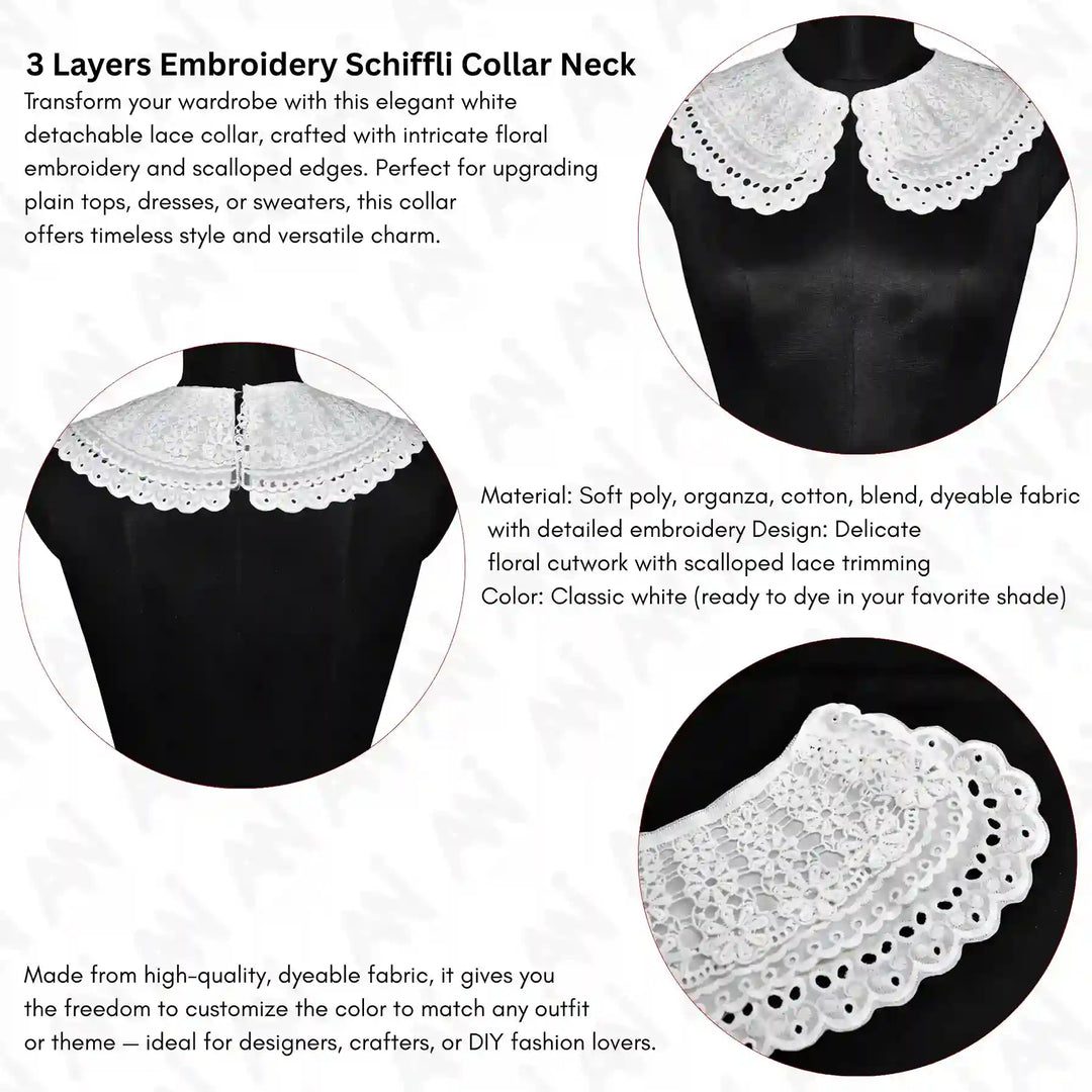 Designer Scalloped Edge Lace Neck Collar from Ani Accessories for chic garment enhancement and layering