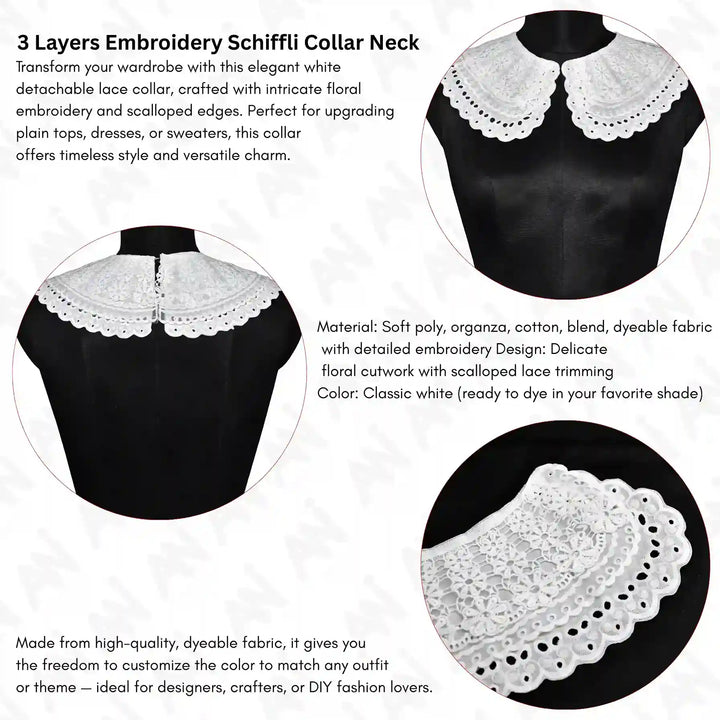 Designer Scalloped Edge Lace Neck Collar from Ani Accessories for chic garment enhancement and layering
