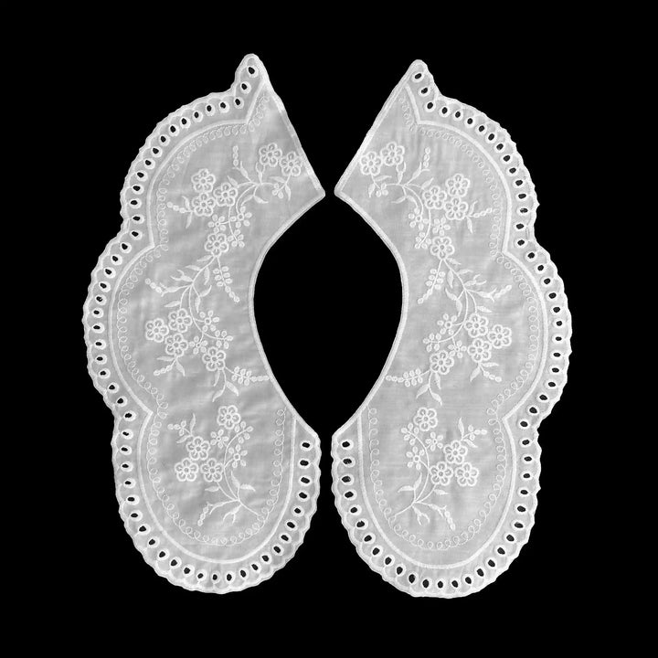 Designer embroidered Peter Pan collar applique adding refined charm to dresses and blouses