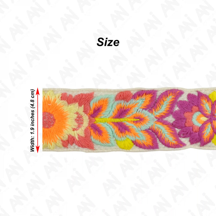 Designer folk embroidery lace border for blouses & gowns by Ani Accessories – detailed traditional pattern