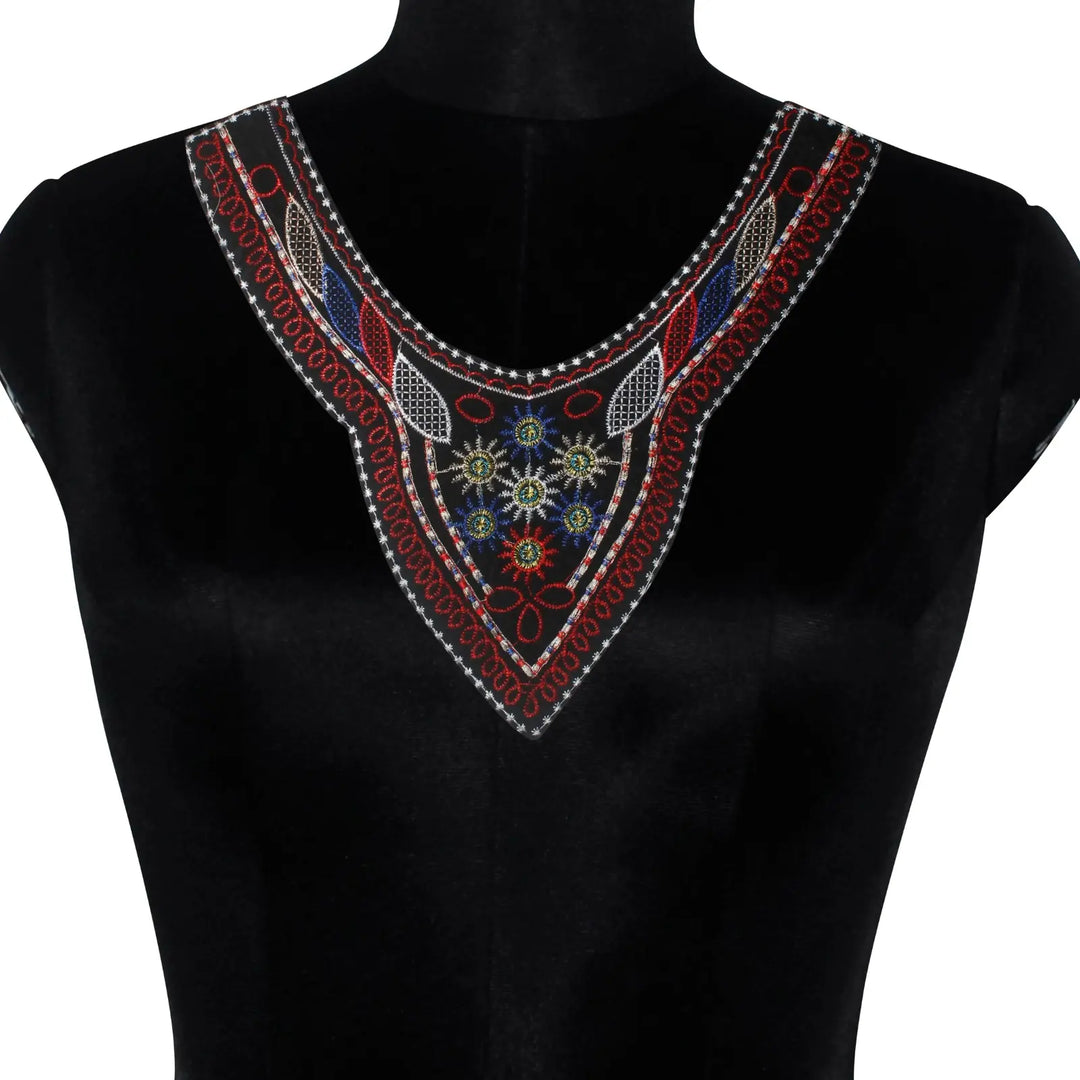 Designer multicolor embroidery round neckline yoke with intricate detailing for festive ethnic wear outfits