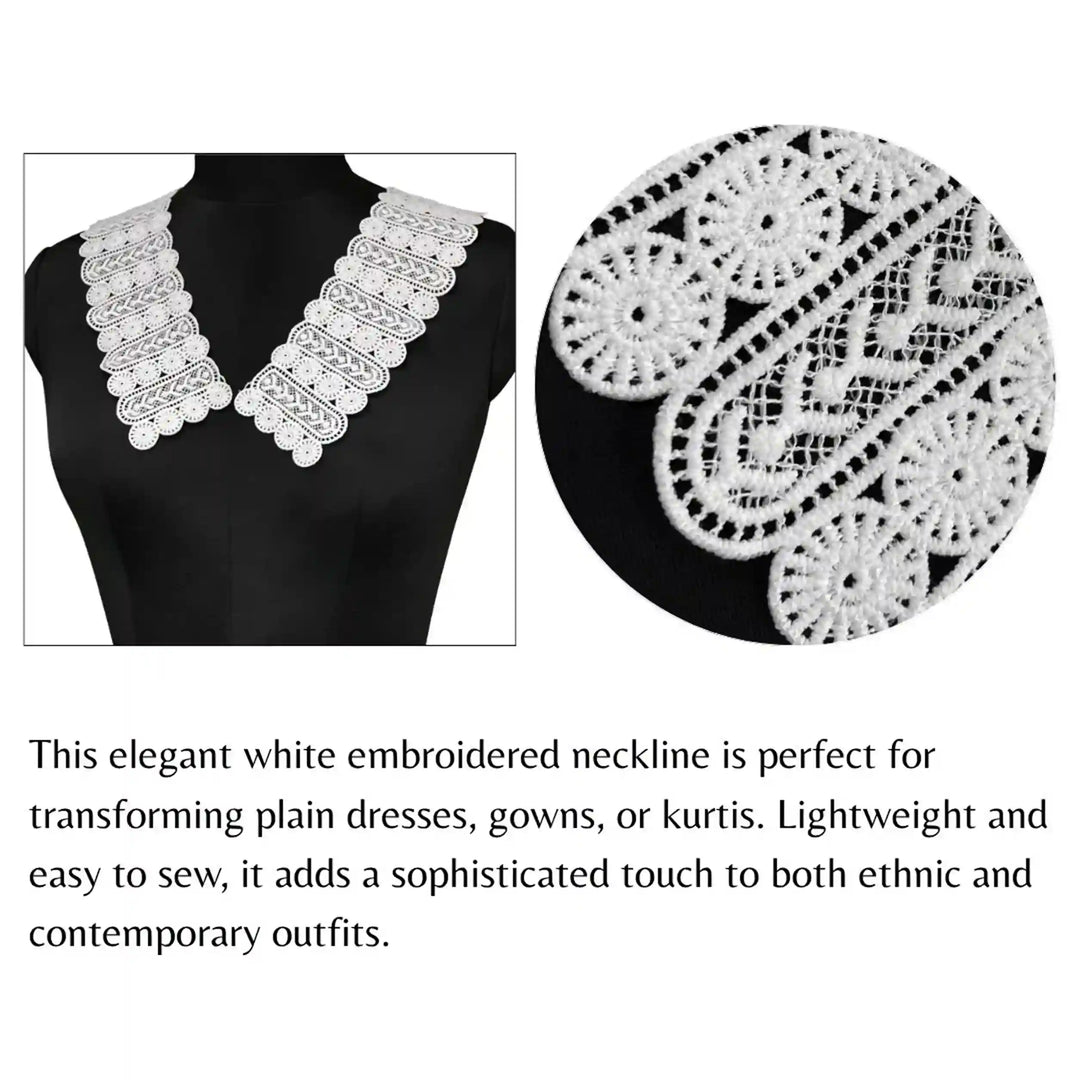 Dyeable spun poly motif strip patches by Ani Accessories with clear size infographic, suitable for sewing, dyeing and customization.