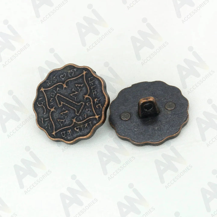 1 Anna Metal Coin Buttons | 17mm(27L) & 22mm(34L)