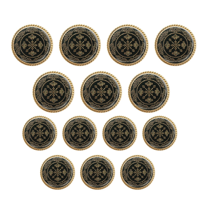 Ornate Snowflake Metal Buttons (7 Big + 7 Small)