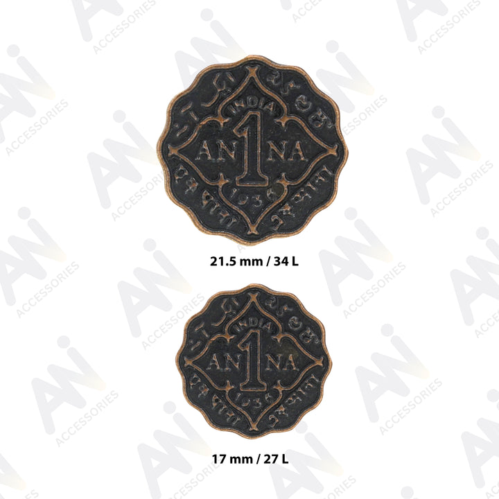 1 Anna Metal Coin Buttons