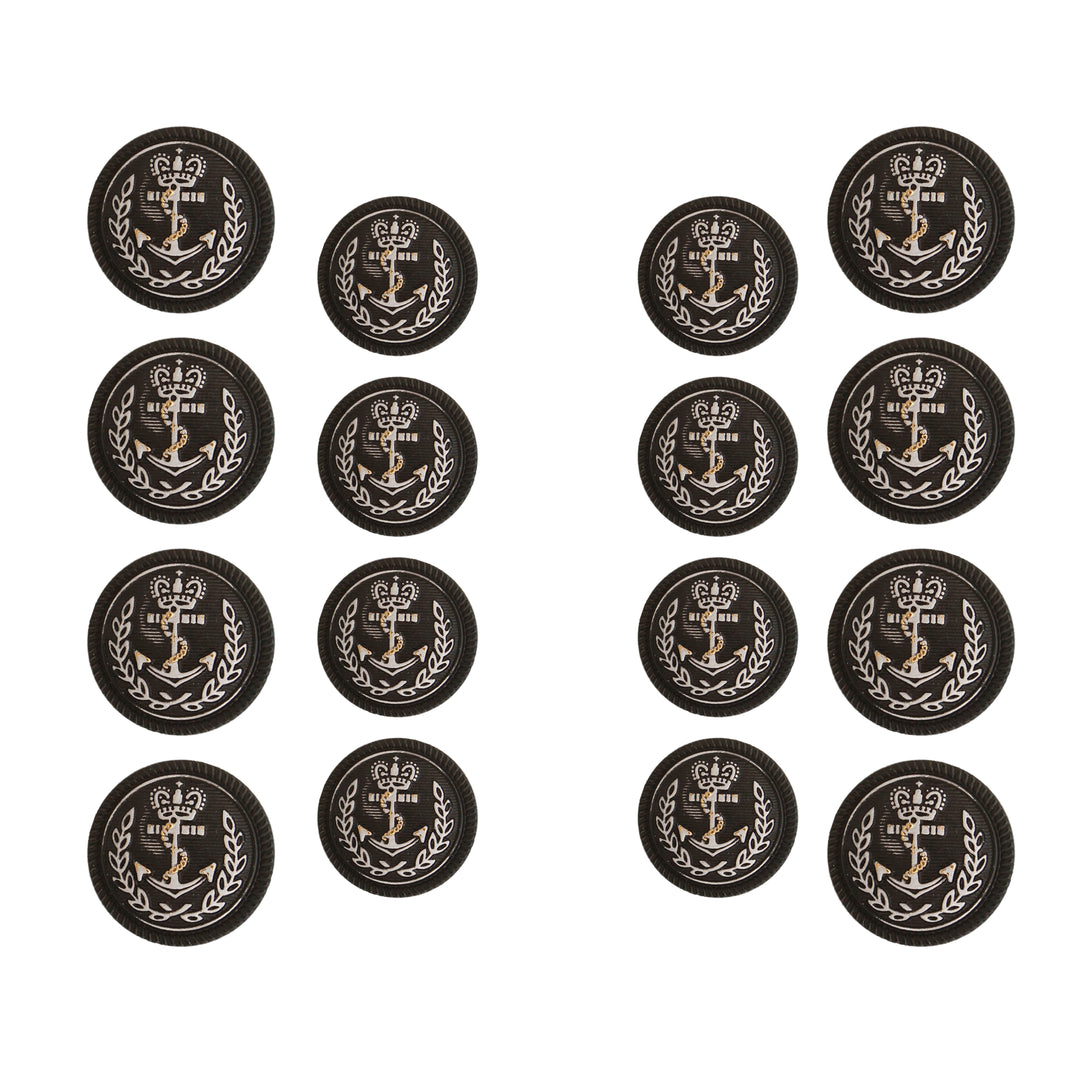 Seafaring Symbols Anchor Design Metal Buttons (8 Big + 8 Small)