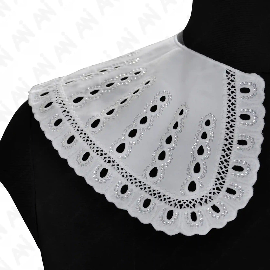 Elegant Floral Broderie Anglaise Collar detachable embroidered accessory for dresses and tops