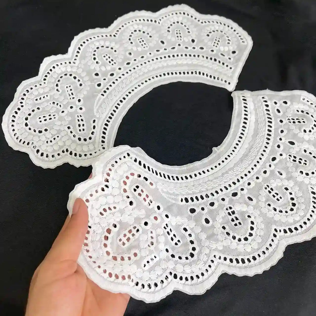 Elegant Floral Guipure Peter Pan collar showcasing detailed guipure blooms and soft curved silhouette