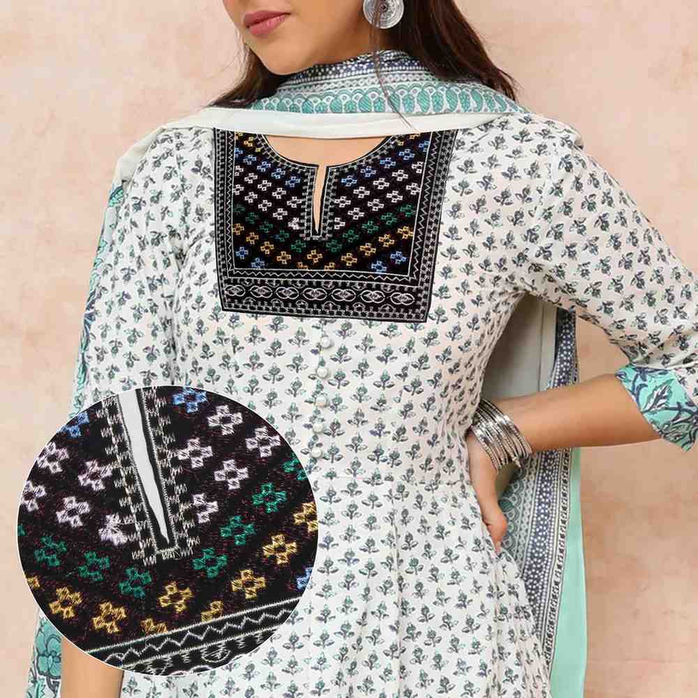 Elegant U Shape square neckline from Ani Accessories showcasing geometric embroidery, balanced structure and refined artisanal finish