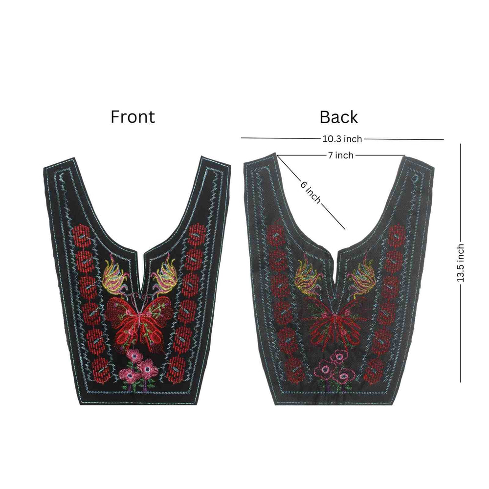 Elegant U shape butterfly floral ethnic neckline featuring detailed threadwork by Ani Accessories