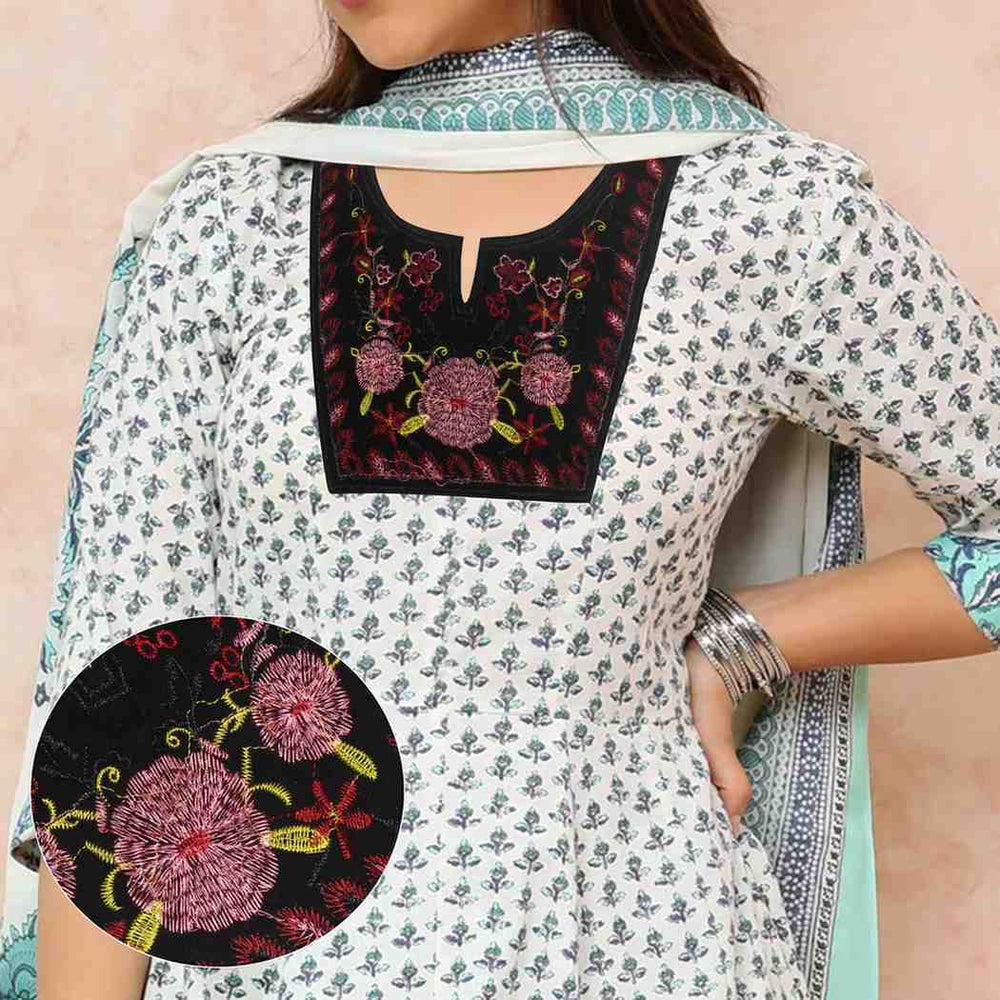 Elegant U shape ethnic neckline embroidery for traditional kurtis, suits and festive outfits, crafted by Ani Accessories