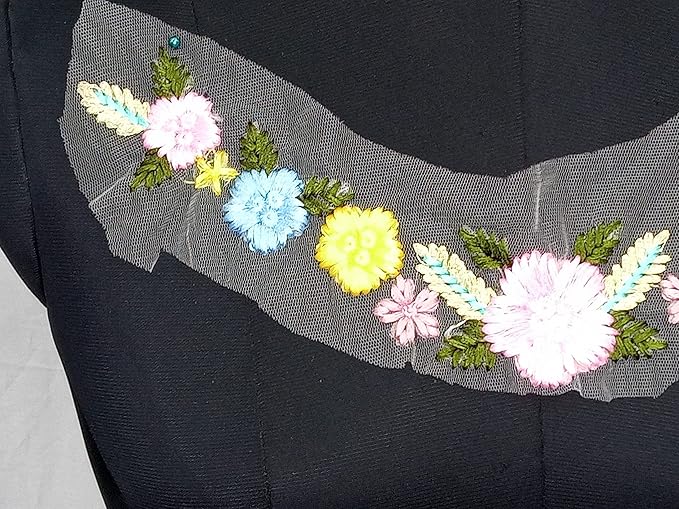 Elegant detailed floral embroidered colorful patch designed for ethnic wear embellishment and creative sewing use