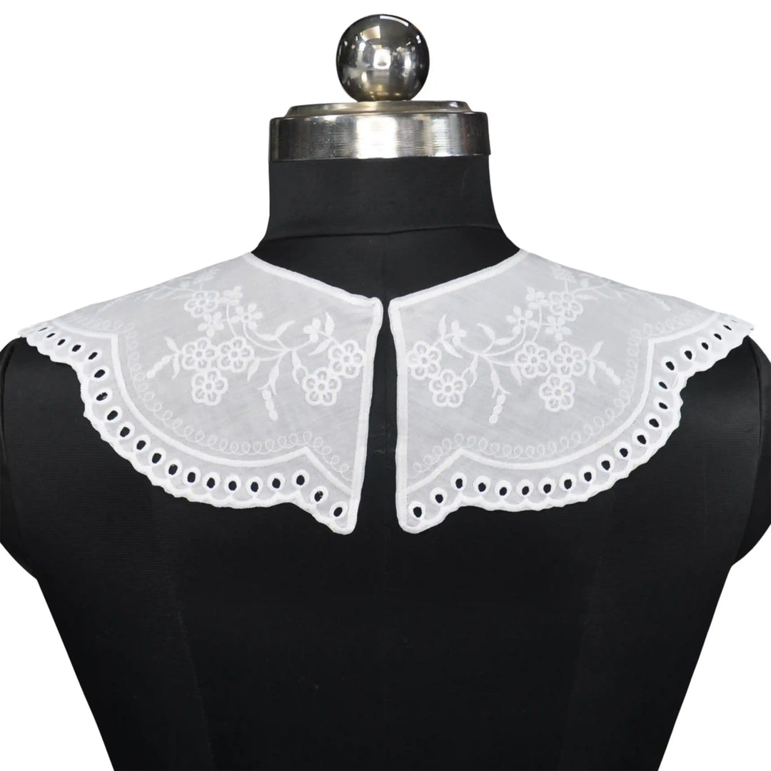 Elegant embroidered Peter Pan collar applique designed for chic outfit upgrades and layering looks