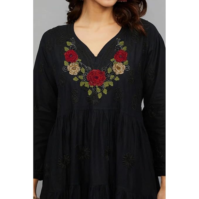 Elegant floral embroidered neckline by Ani Accessories featuring intricate craftsmanship for festive wear