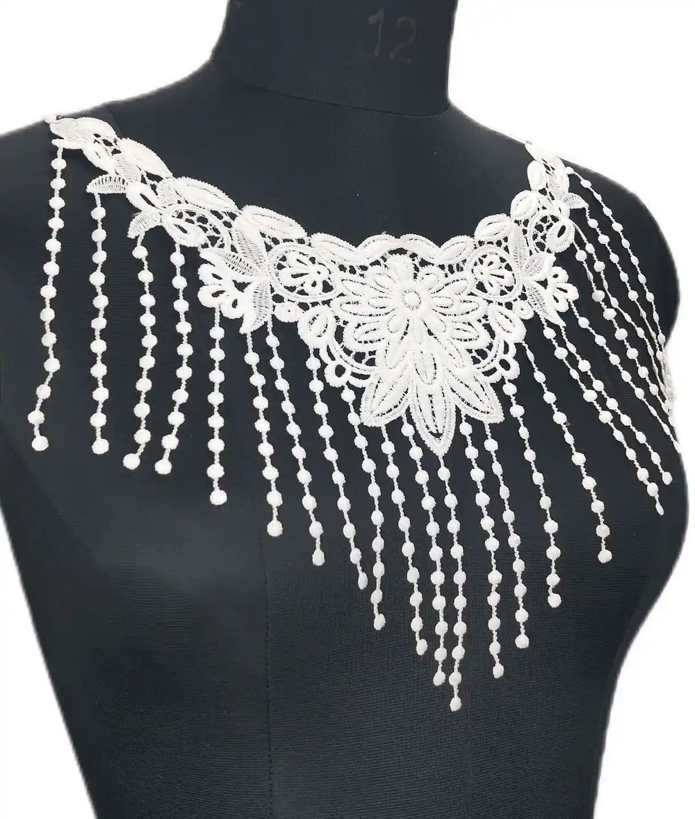 Elegant fringe floral yoke with intricate craftsmanship and stylish flowing fringe by Ani Accessories